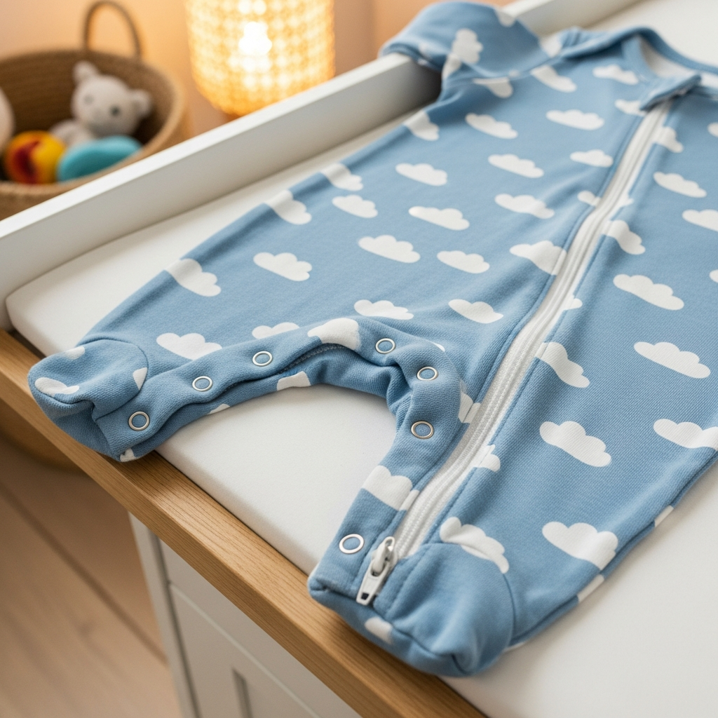 Demonstration von Babykleidungsverschlussarten für praktische Outfit-Ideen