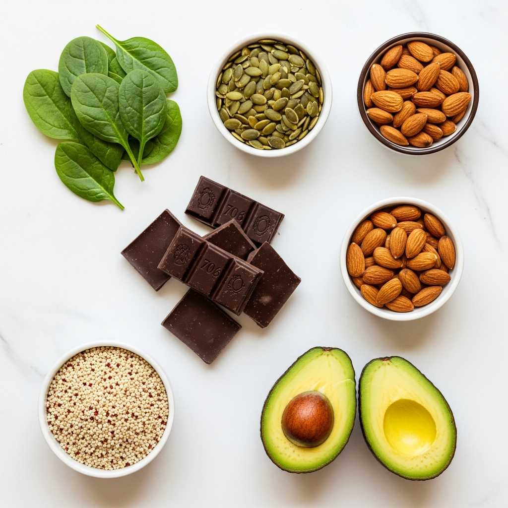 Magnesium-rich foods comparison display magnesium content comparison visual of pregnancy foods