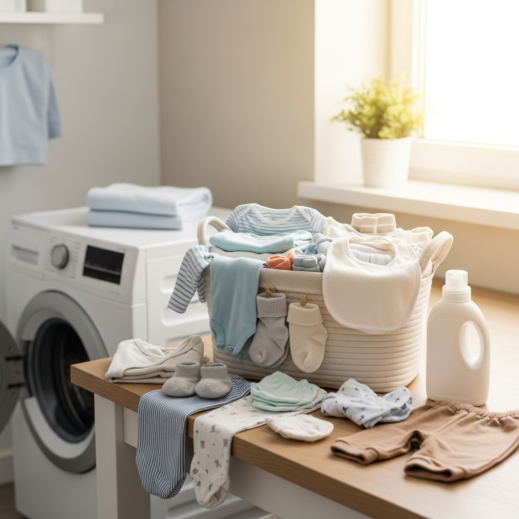 Washing baby clothes step-by-step process visual guide for new parents