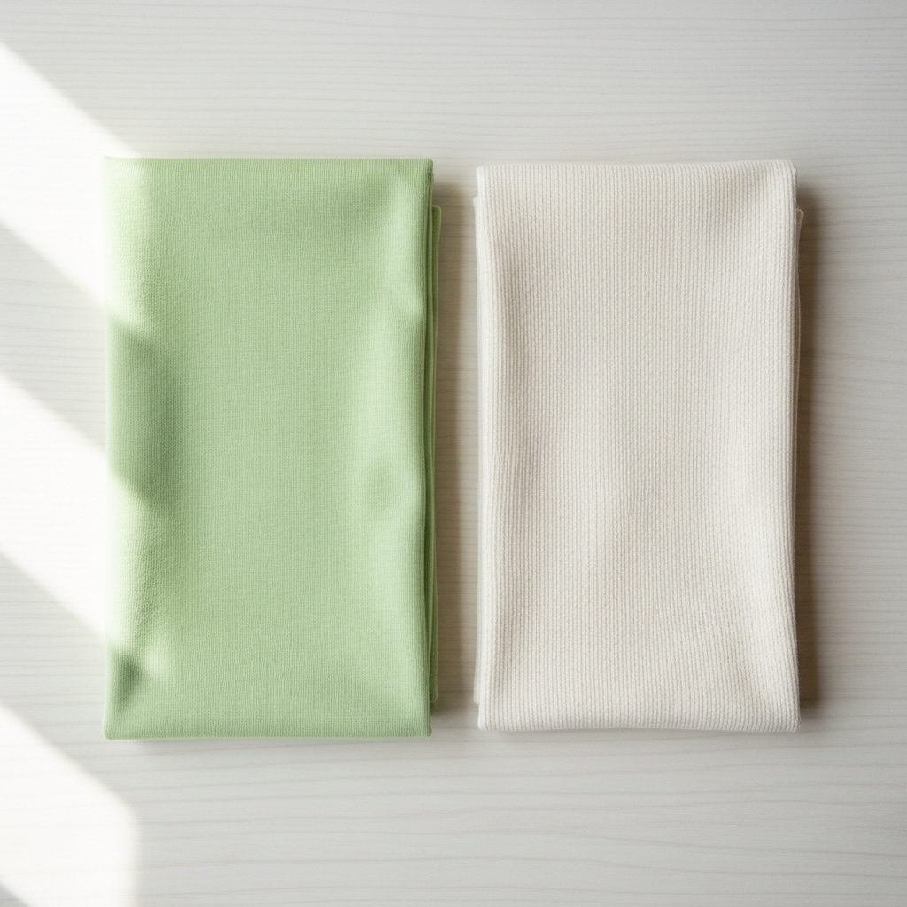 Bambus vs. Baumwolle Babykleidung Kostenvergleich lohnt es sich, Stoffproben nebeneinander