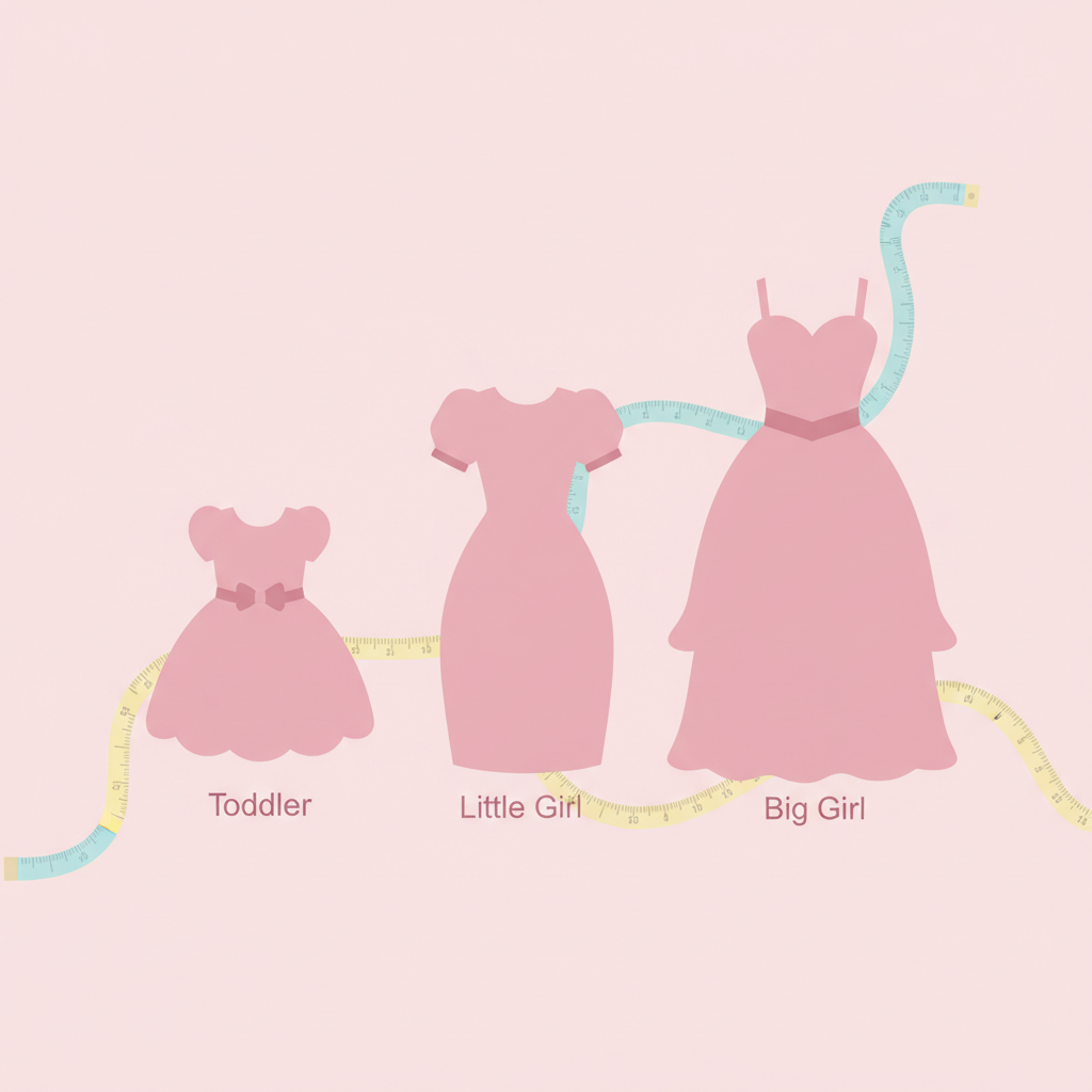 Guide des tailles robes roses Barbie pour toddlers, petites et grandes filles