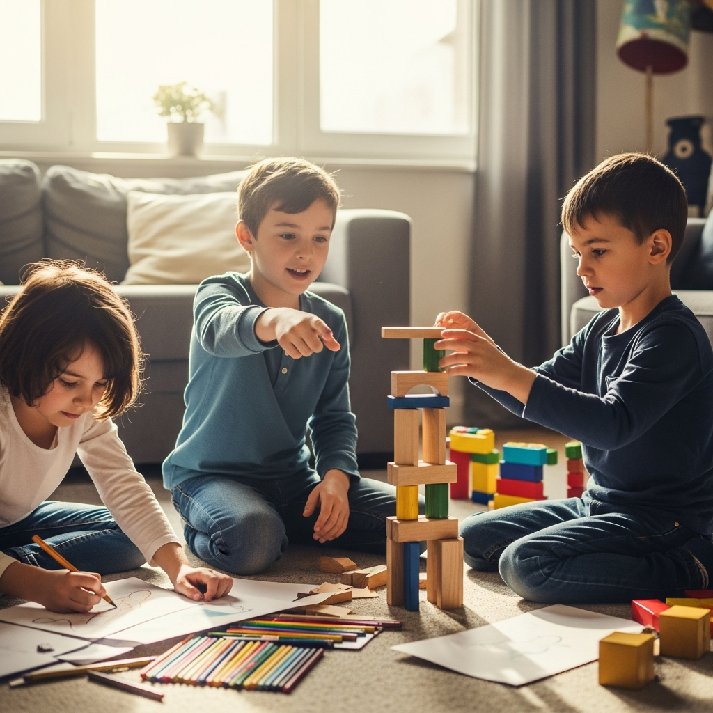 Child personality types demonstration Children displaying different personality traits through play activities