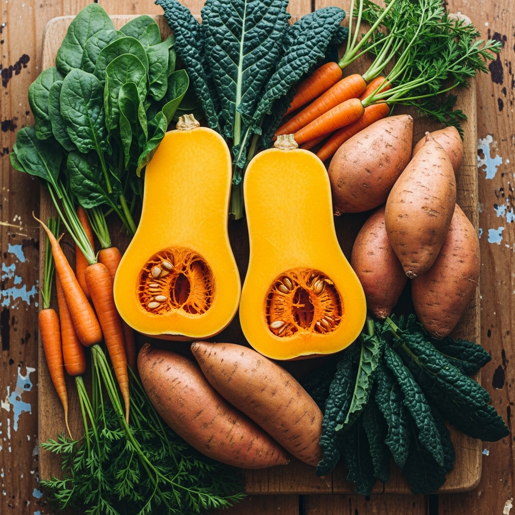 Beta-carotene rich vegetables arrangement for pregnancy nutrition
