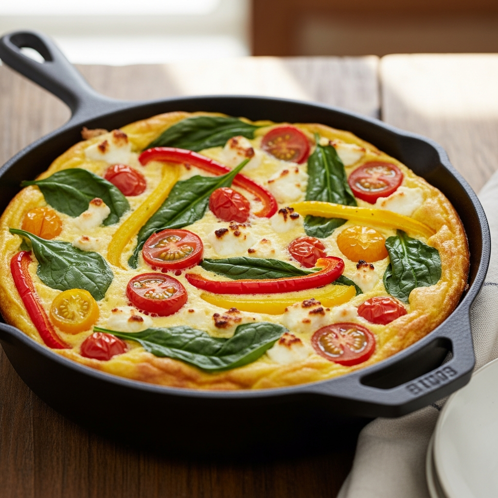 Frittata aux légumes méditerranéens pour petit-déjeuner fertilité avec œufs et légumes