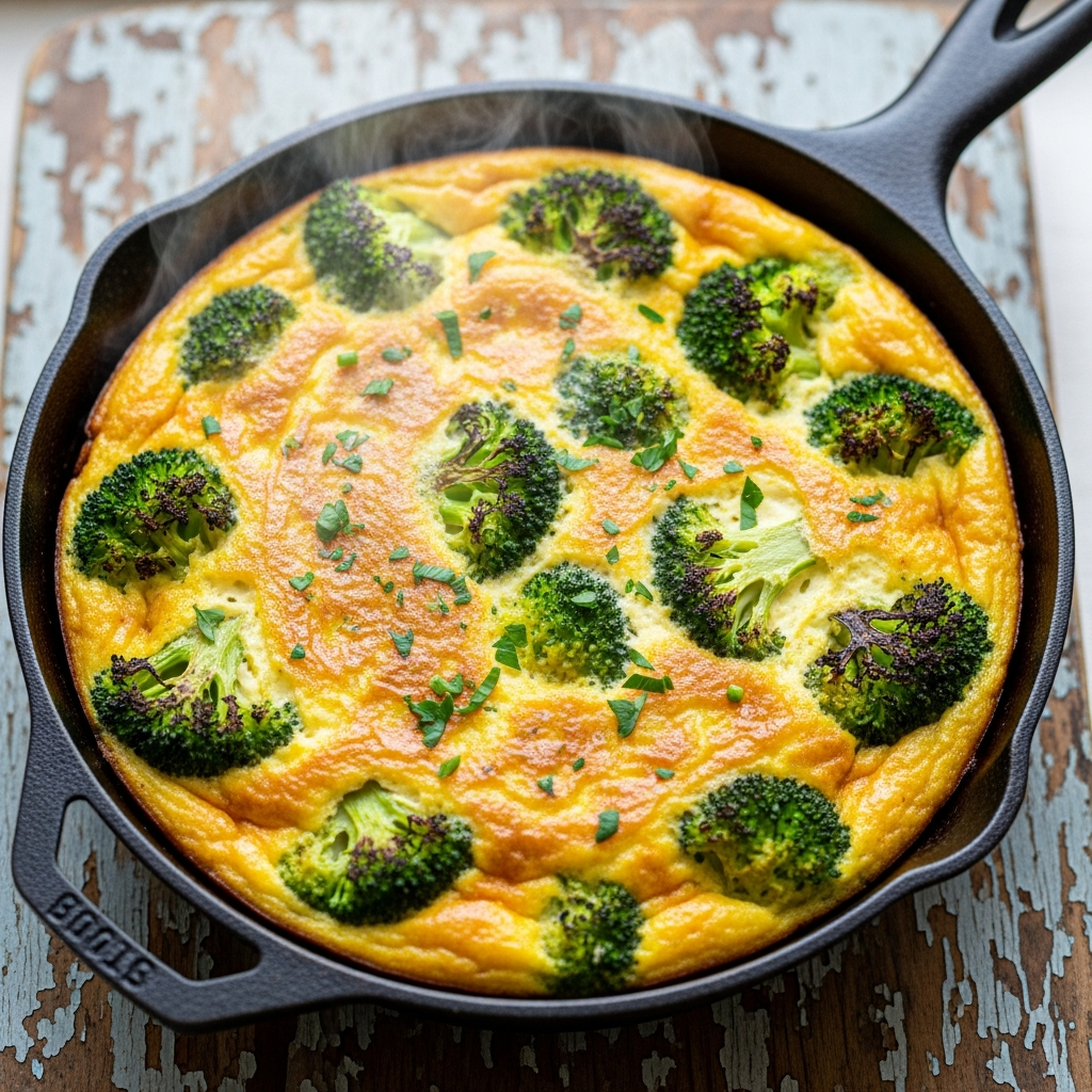 Goldenes Gemüse-Frittata mit Brokkoli für die Schwangerschafts-Mahlzeitenplanung