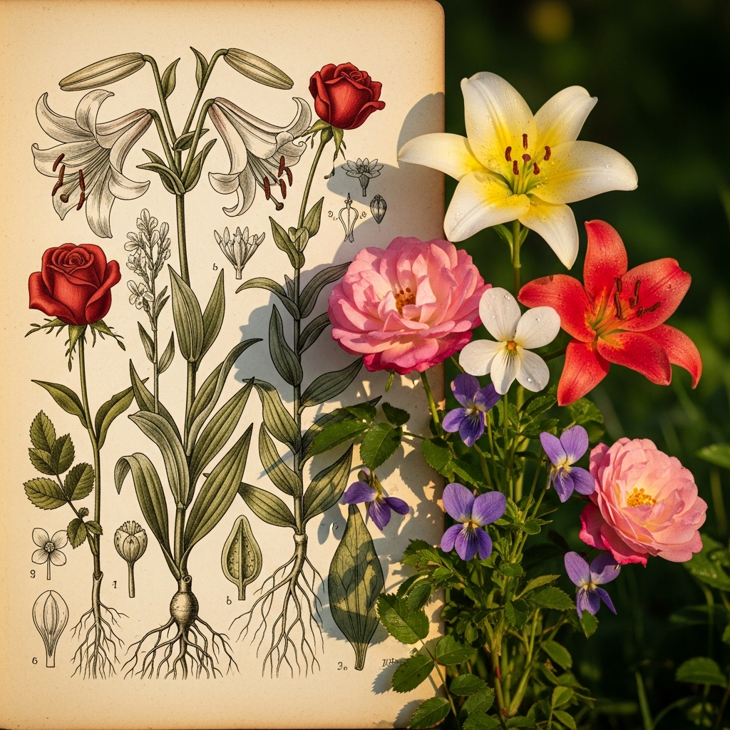 Klassische Blumen-Baby-Namen Botanik-Sammlung Klassische Blumen-Namen Lily Rose Violet botanik-Leitfaden