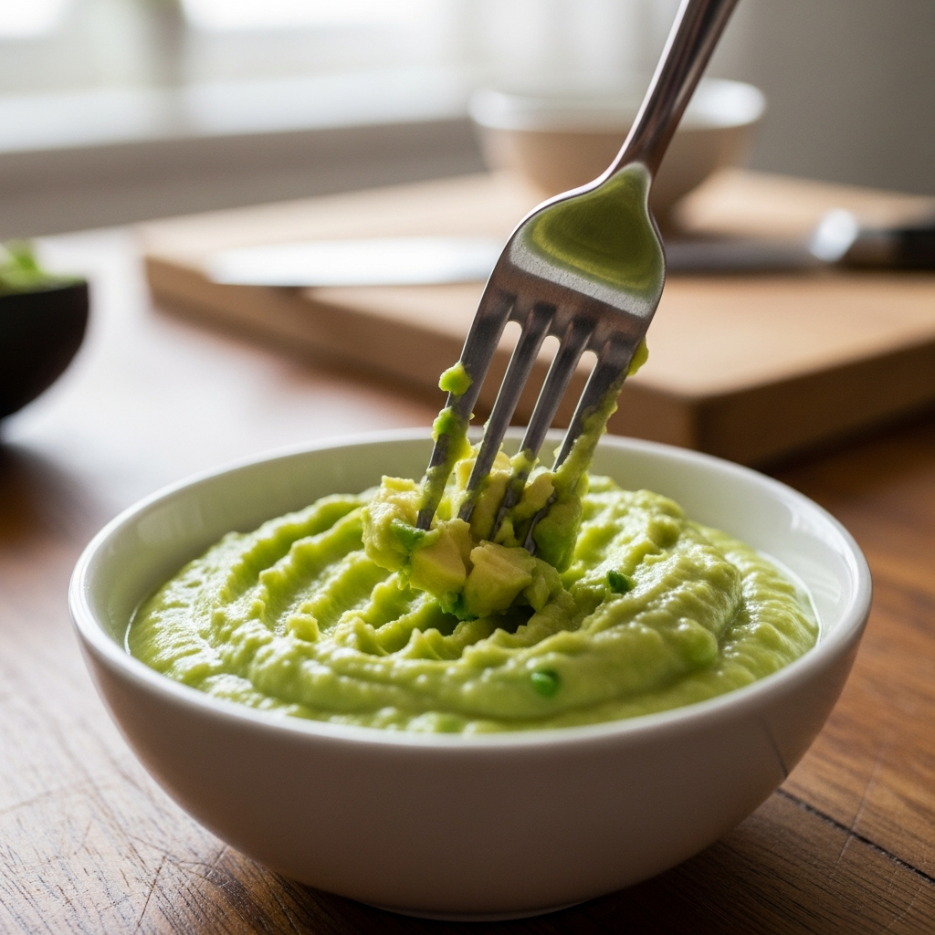 Papilla fresca de aguacate para el desarrollo cerebral del bebé