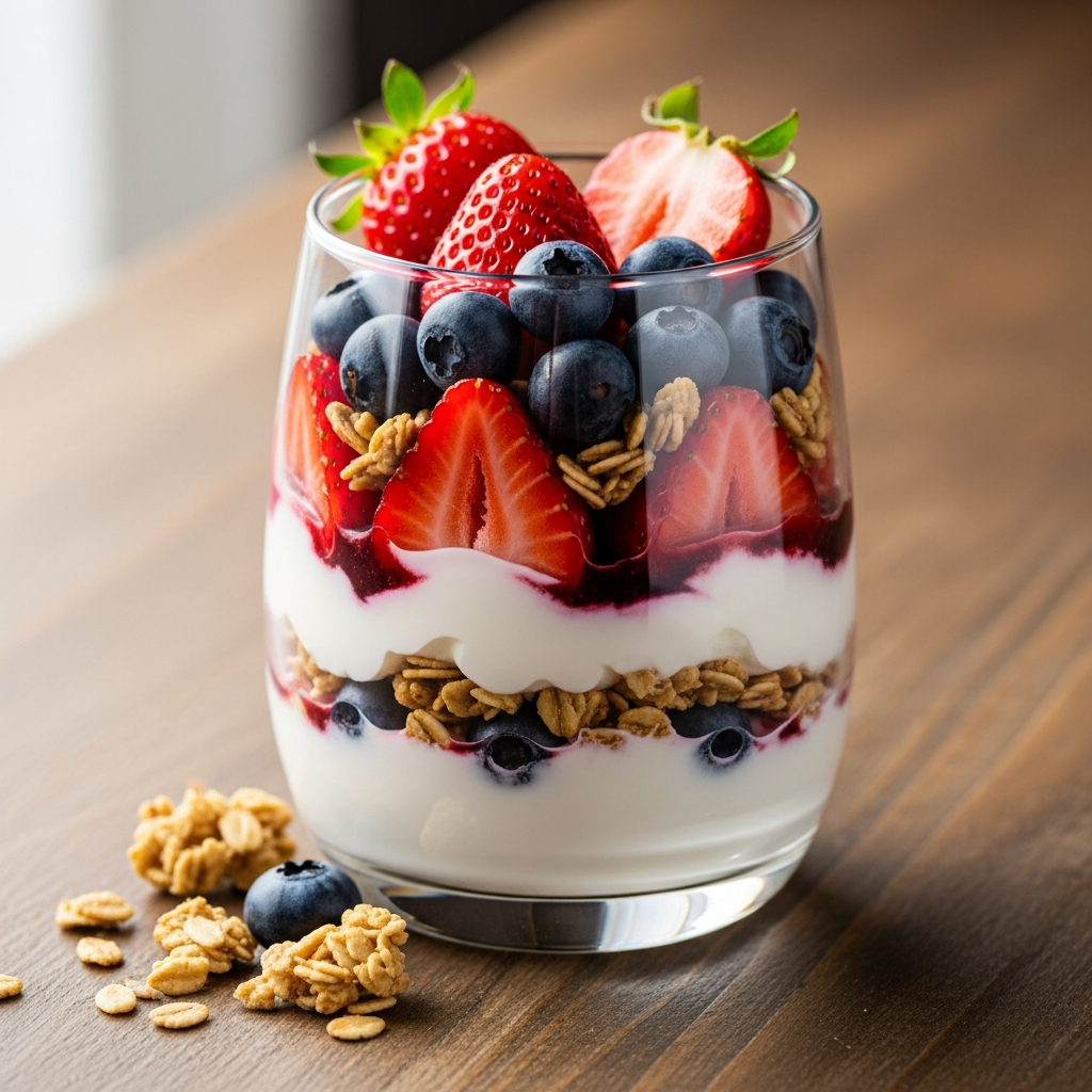 Greek yogurt parfait with berries for pregnancy iodine intake