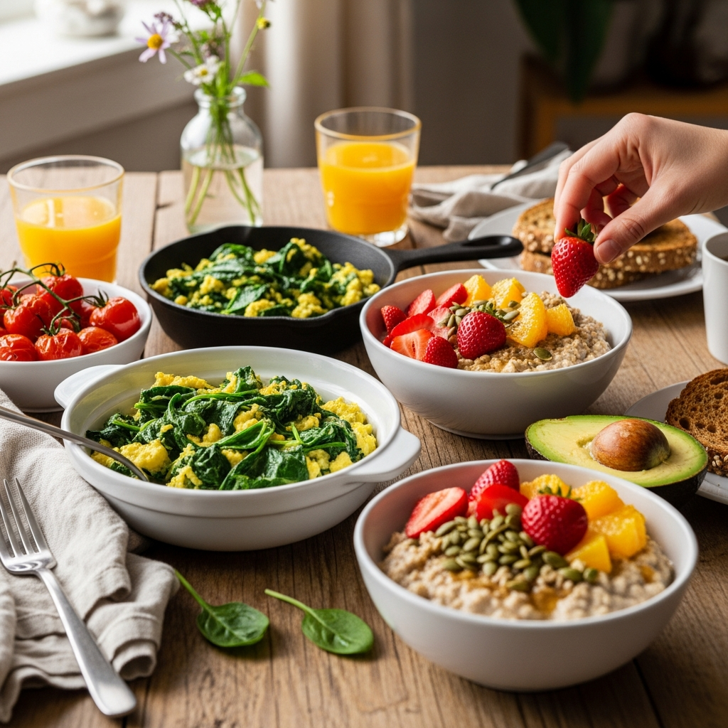Recetas de desayuno que aumentan el hierro con fuentes de vitamina C para mujeres embarazadas