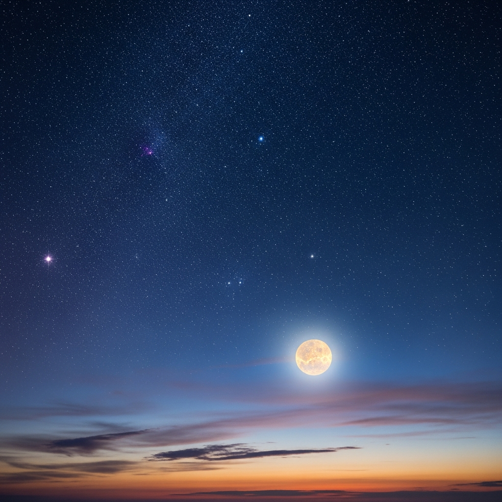 Ciel nocturne céleste avec étoiles illustrant les significations des prénoms en V