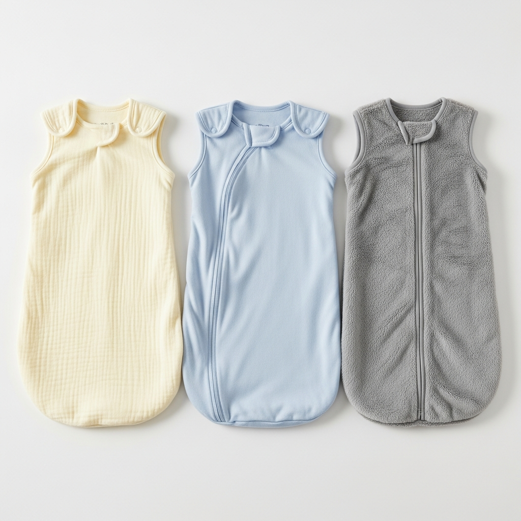 Guía de valores TOG para saquitos de dormir del bebé mostrando niveles de calor