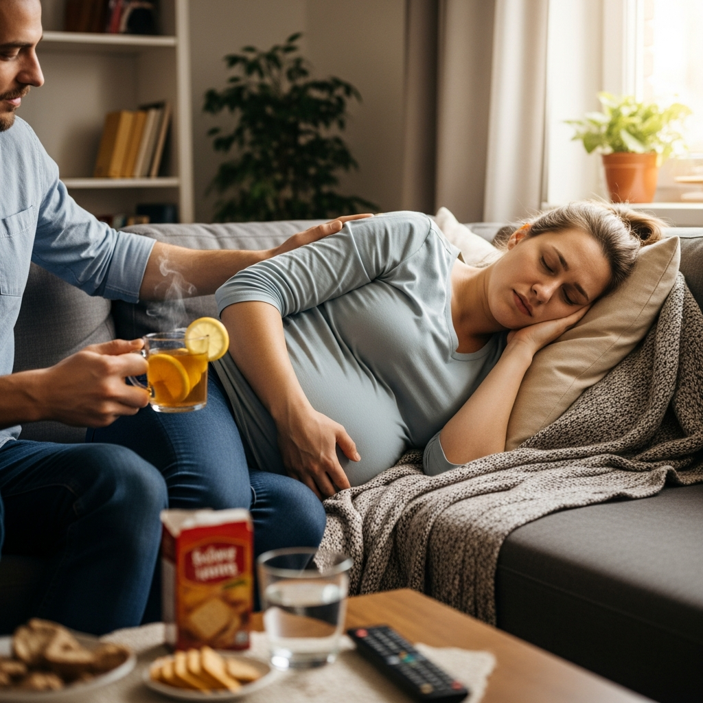 Visueller Leitfaden zu Morgenübelkeit im ersten Trimester für werdende Mütter