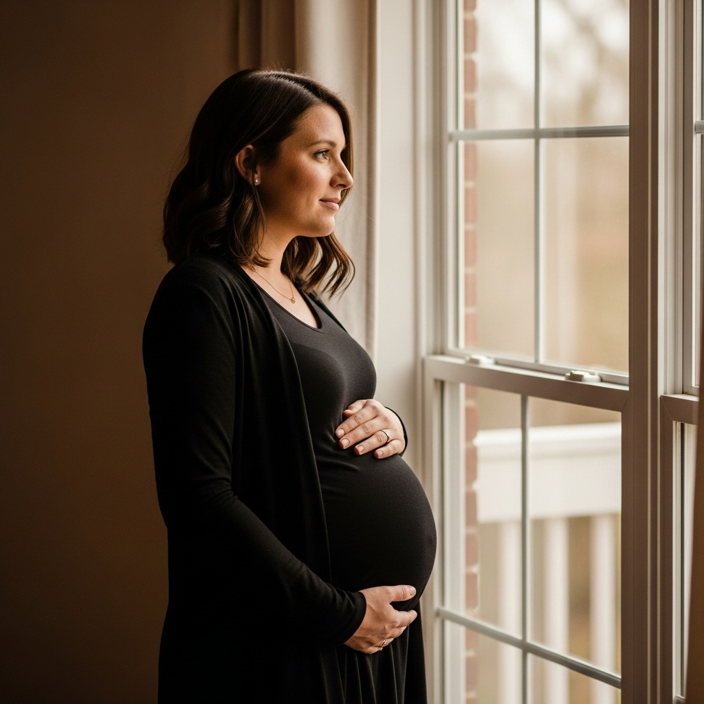 Espoir et force pendant la grossesse montrant une future mère paisible