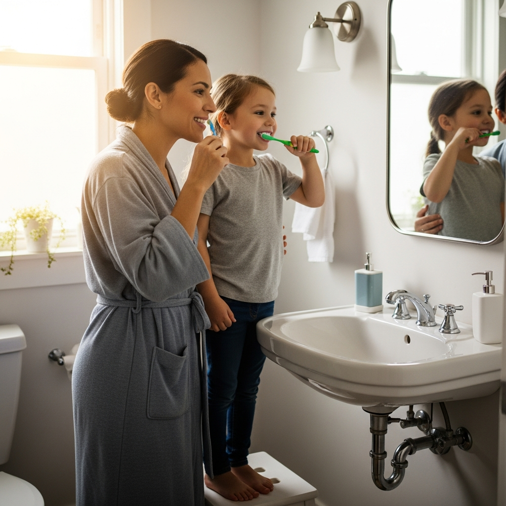 Padre e hijo en rutina diaria construyendo confianza y seguridad juntos