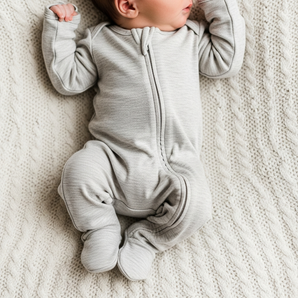 vêtements de bébé en bambou peau sensible nouveau-né — pyjama zip-up sur bébé nouveau-né
