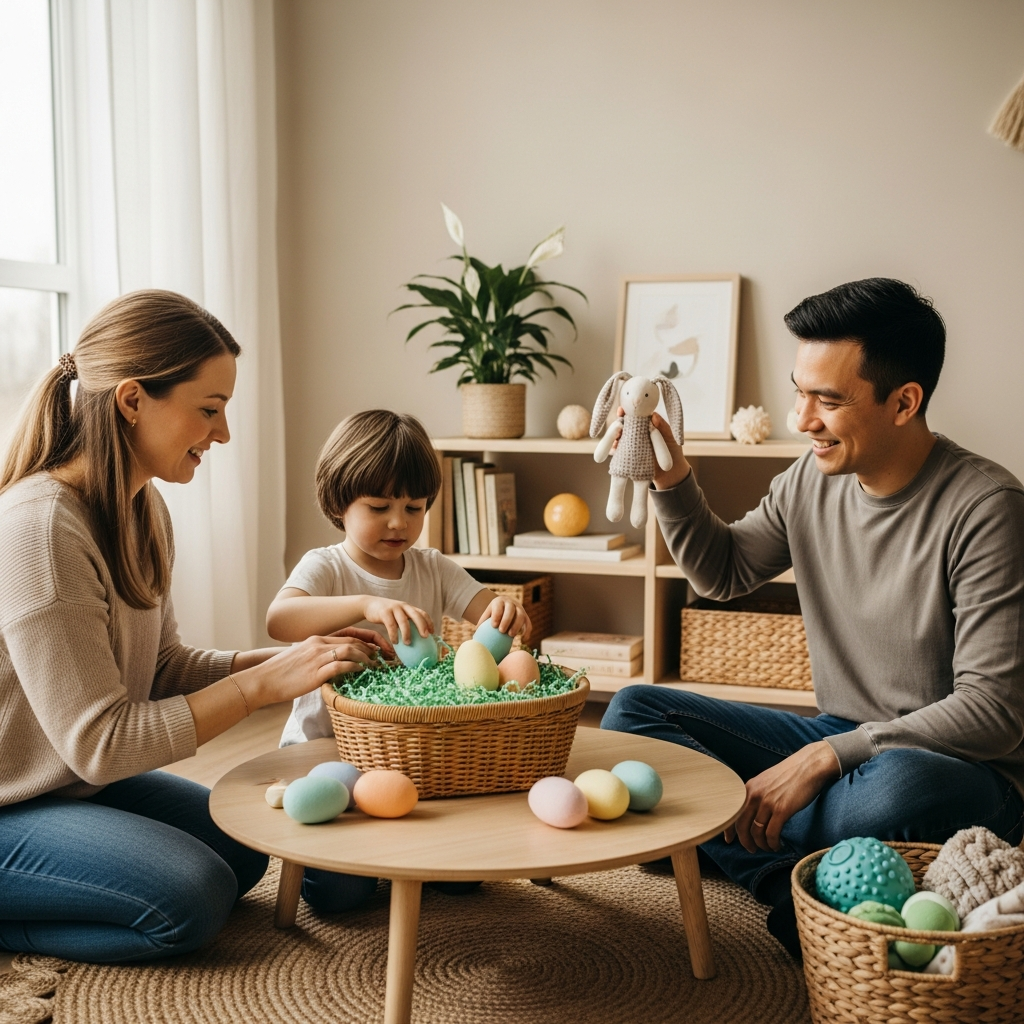 Activités de Pâques adaptées aux sens pour enfants dans un environnement inclusif calme
