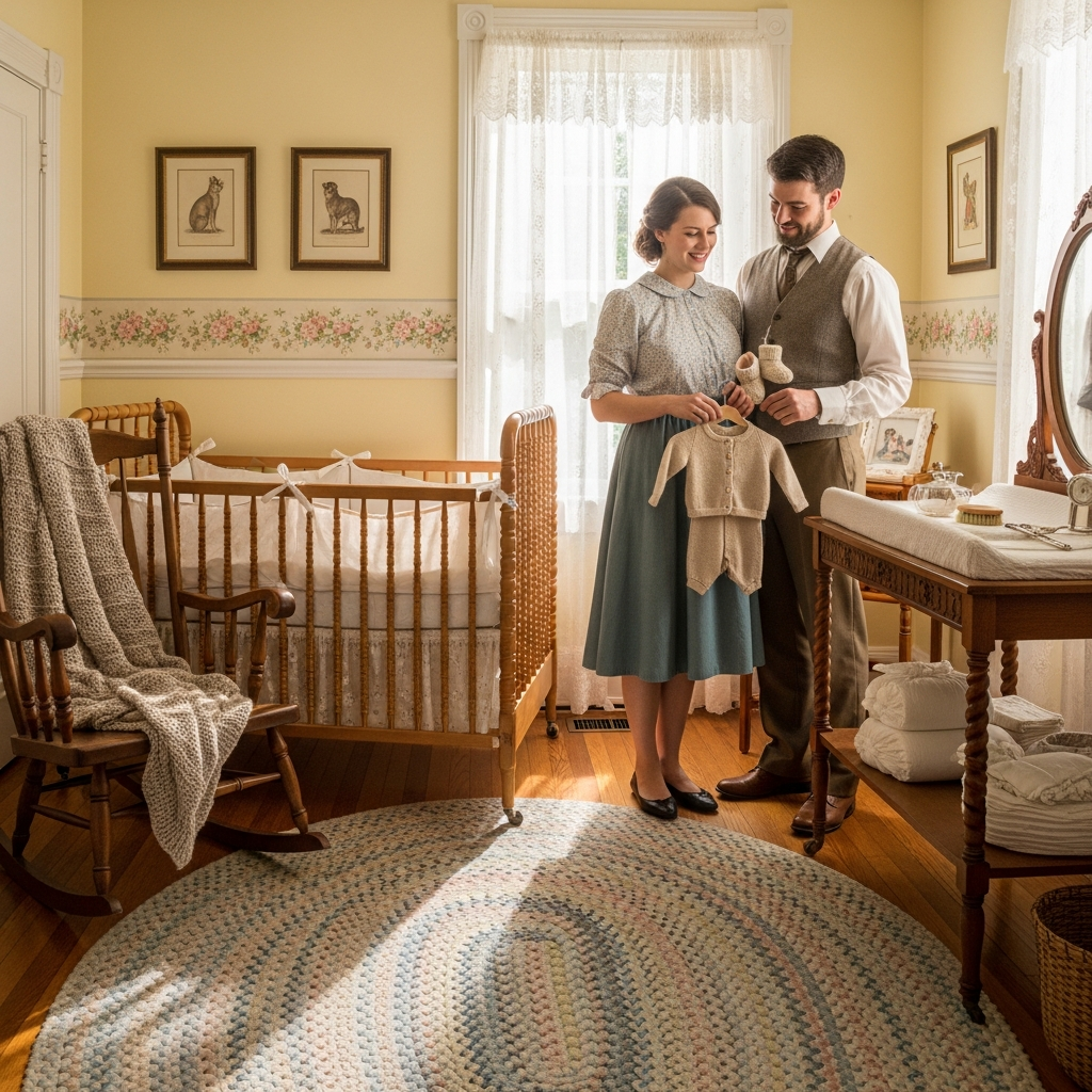 Diseño clásico de guardería vintage para bebé niña con nombre con C