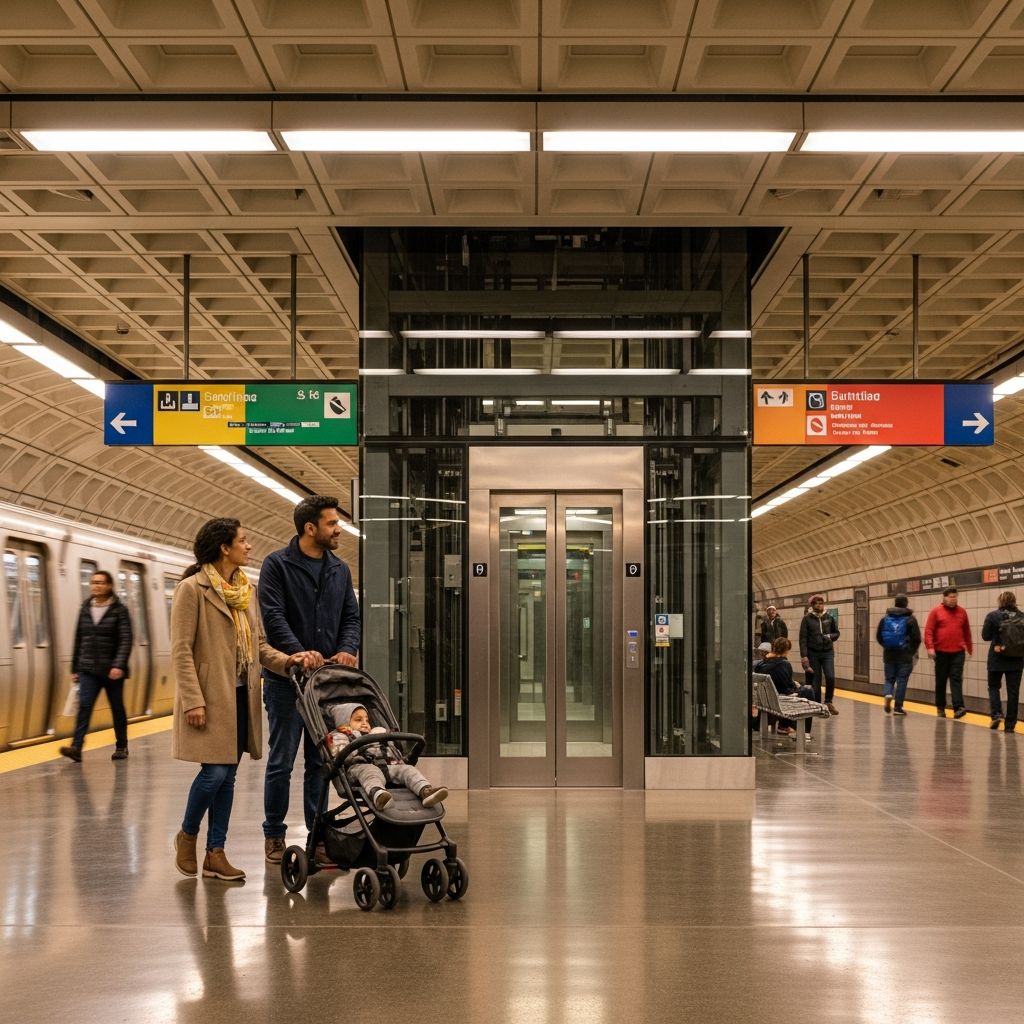 DC Metro accessibility guide stroller elevator family transportation Washington