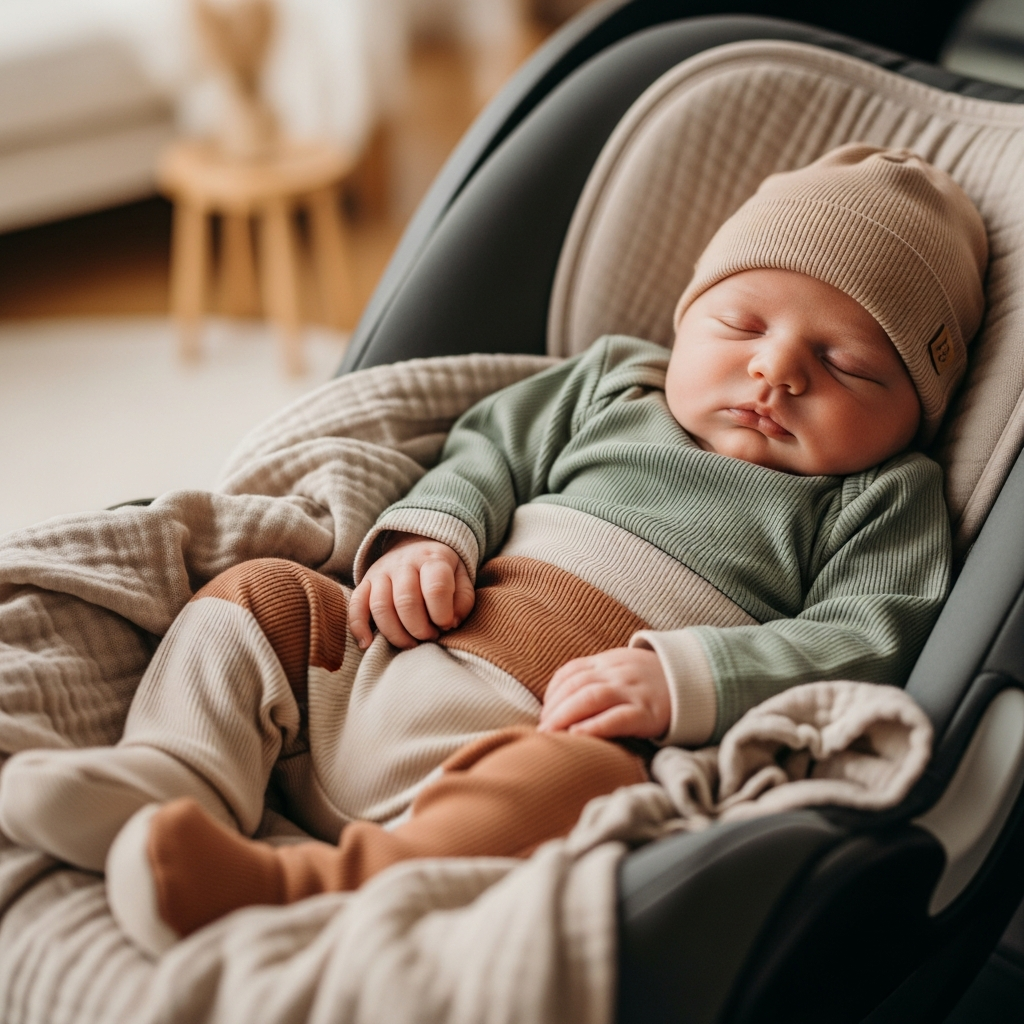 Modern Sustainable Baby Coming Home Outfit Trends Modern organic cotton baby coming home outfit in sustainable neutral tones