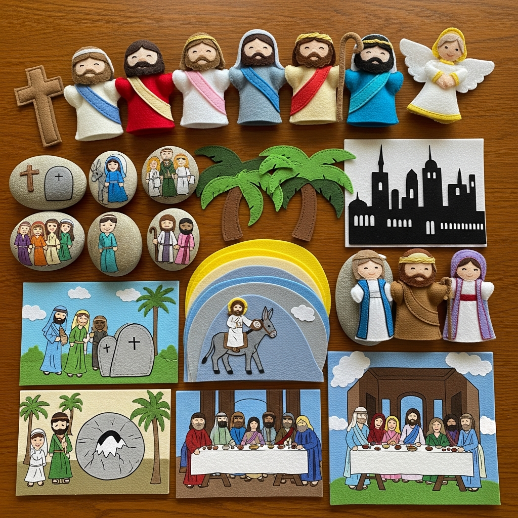 Accesorios de historias de Pascua DIY marionetas de dedo herramientas de narración