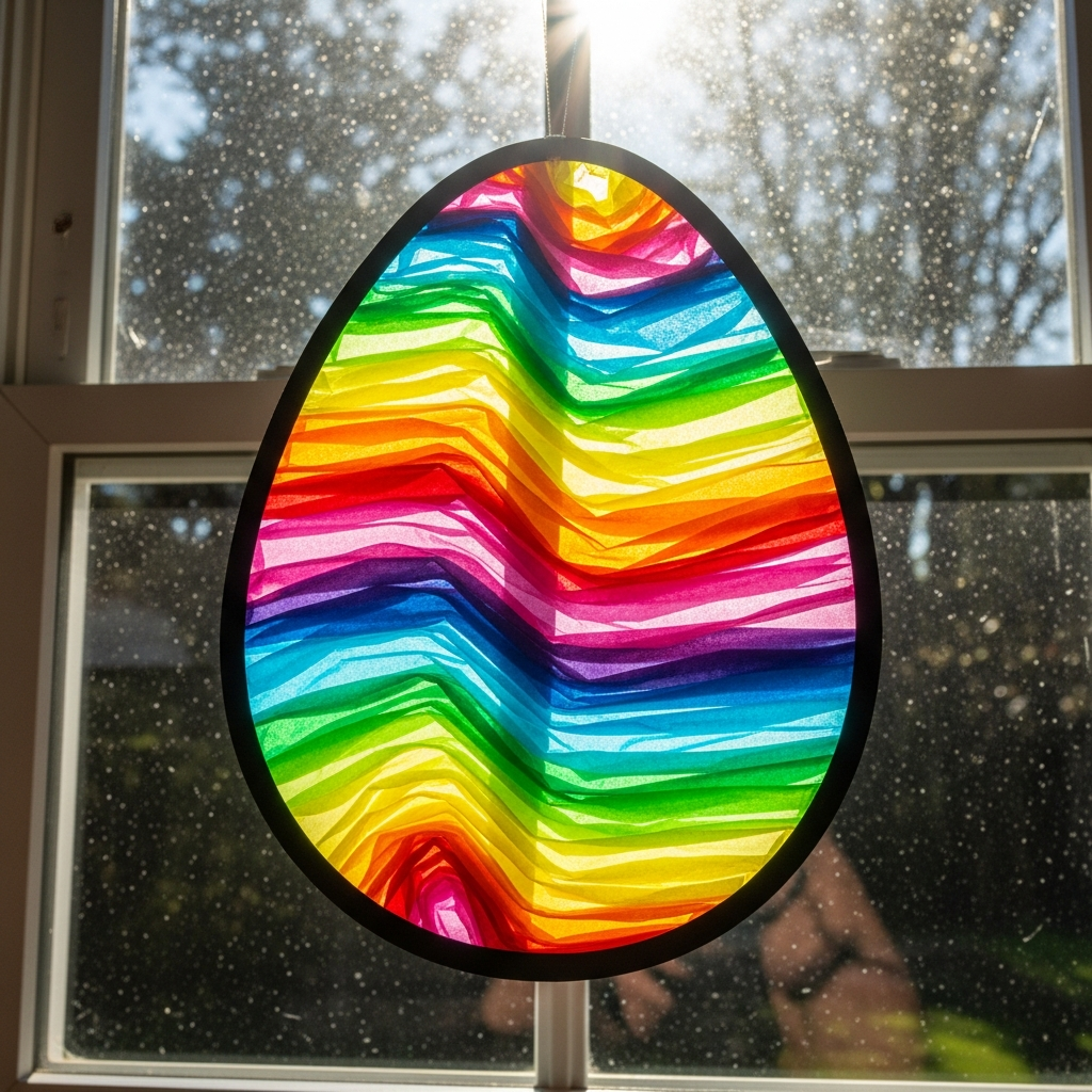 Colorful Easter egg suncatcher window art decoration