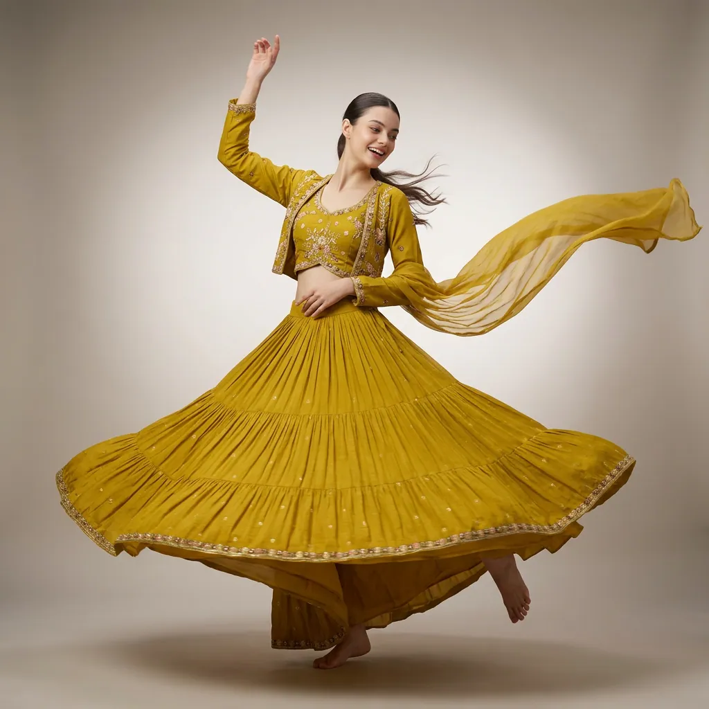 AI-generated on-model anarkali catalog photo