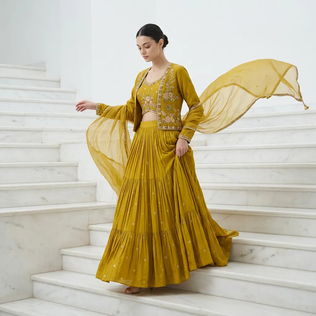 AI-generated on-model anarkali catalog photo