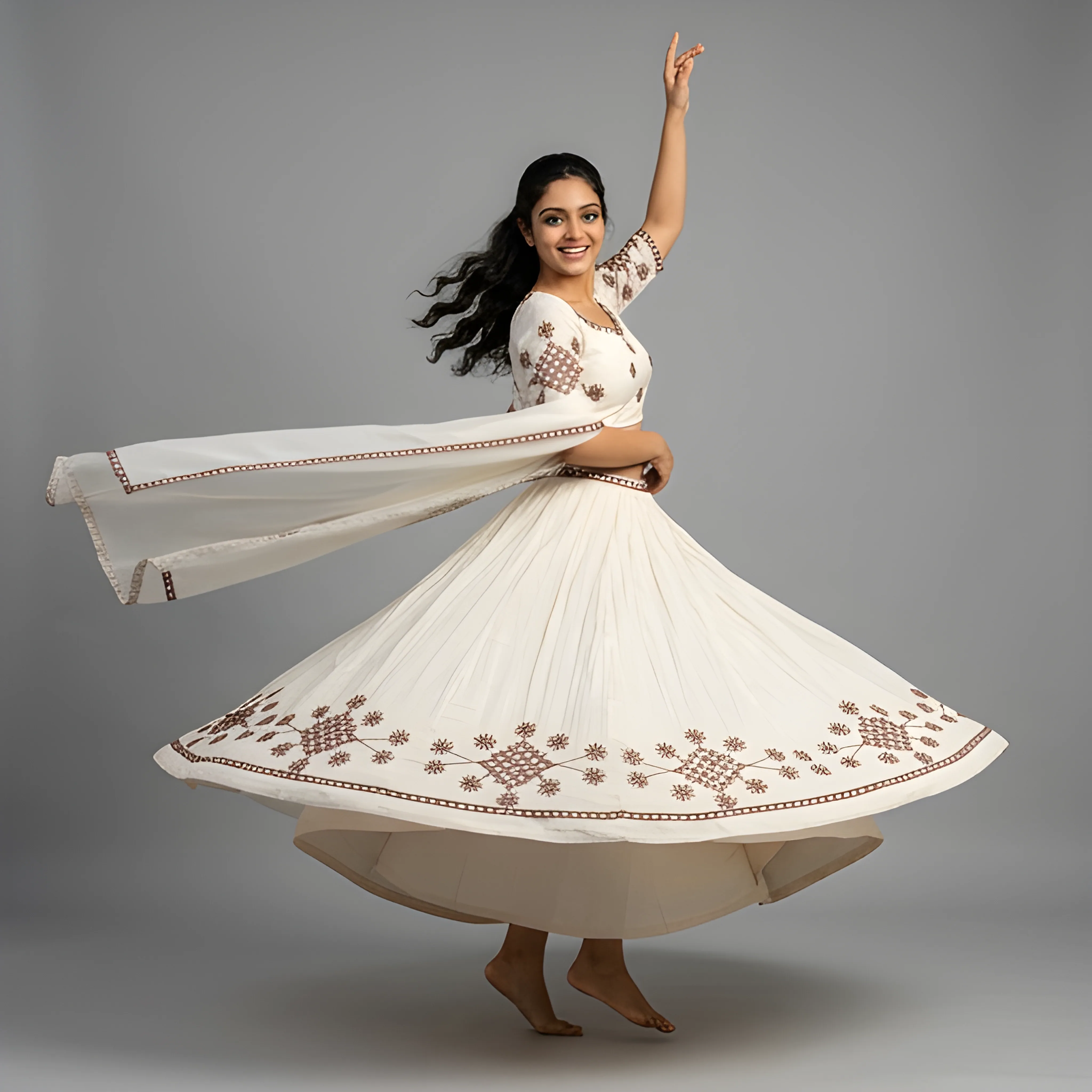 AI-generated on-model anarkali catalog photo