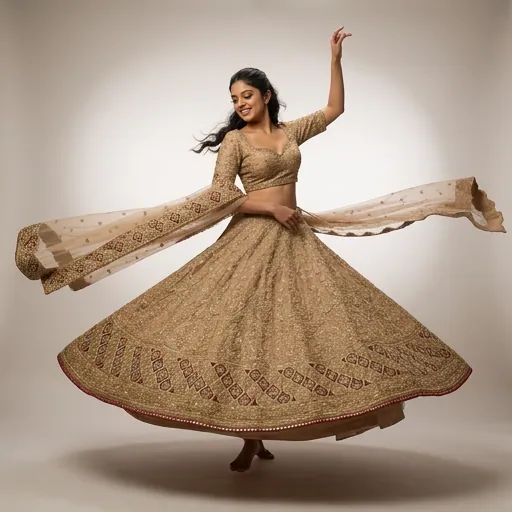 AI-generated on-model anarkali catalog photo