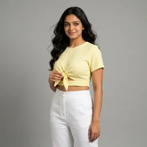 AI-generated on-model crop top catalog photo