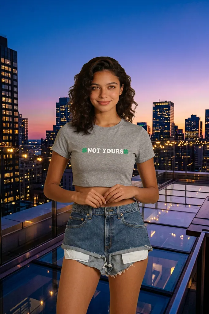 AI-generated on-model crop top catalog photo