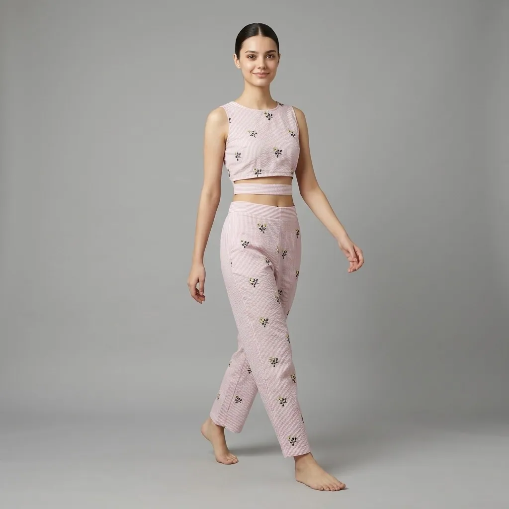 AI-generated on-model crop top catalog photo