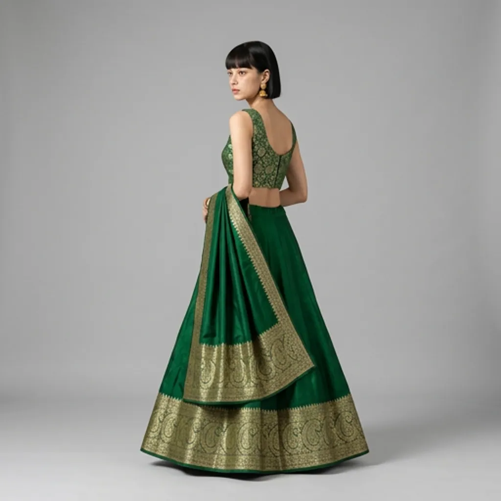 AI-generated on-model lehenga catalog photo