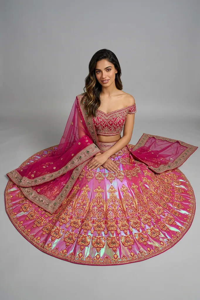 AI-generated on-model lehenga catalog photo