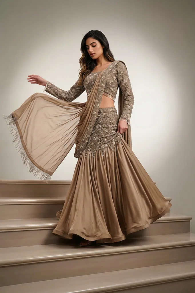 AI-generated on-model lehenga catalog photo