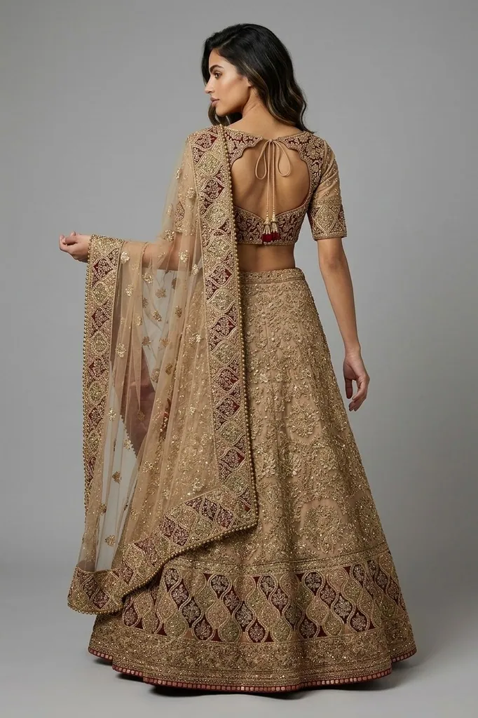 AI-generated on-model lehenga catalog photo