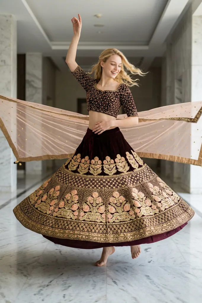 AI-generated on-model lehenga catalog photo