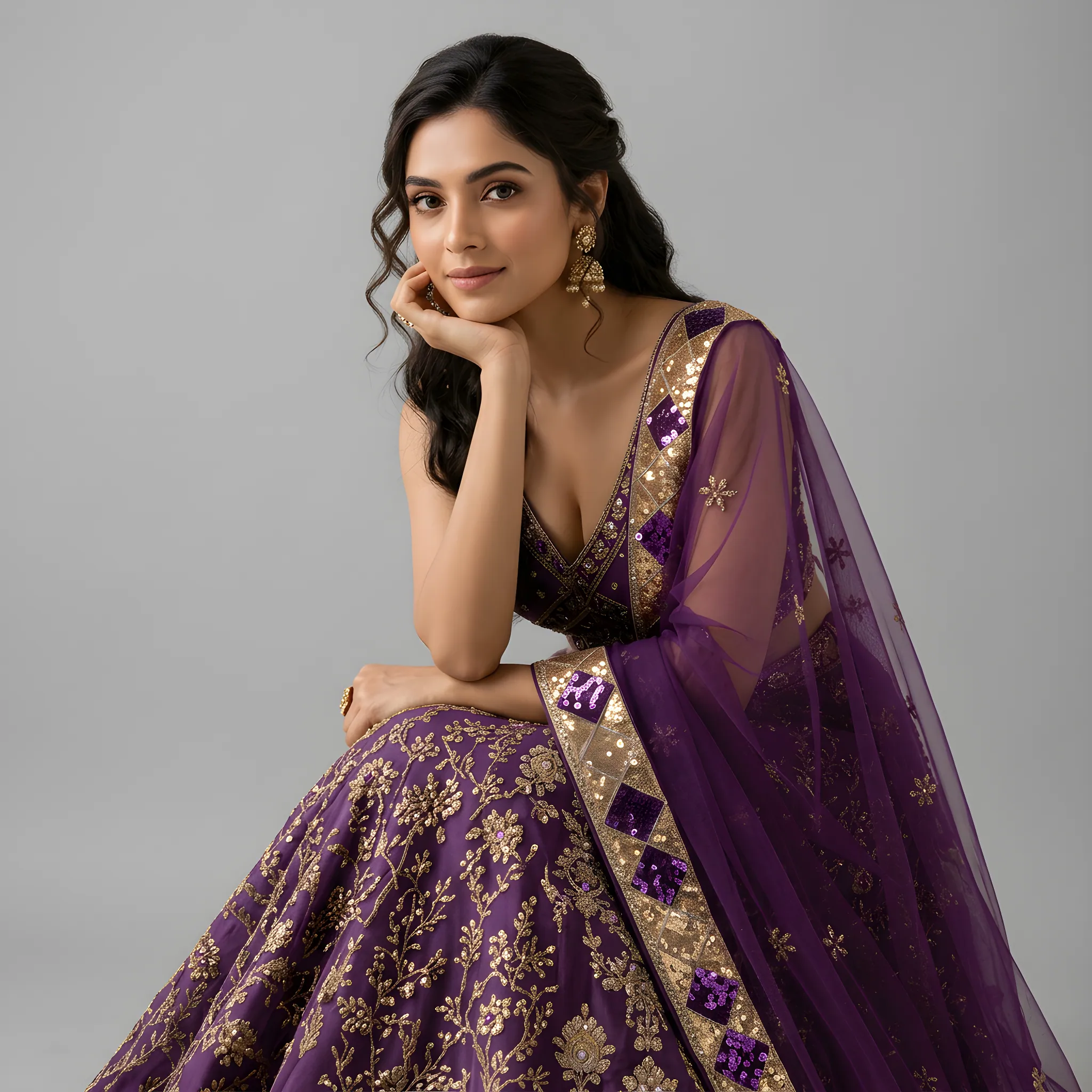 AI-generated on-model lehenga catalog photo