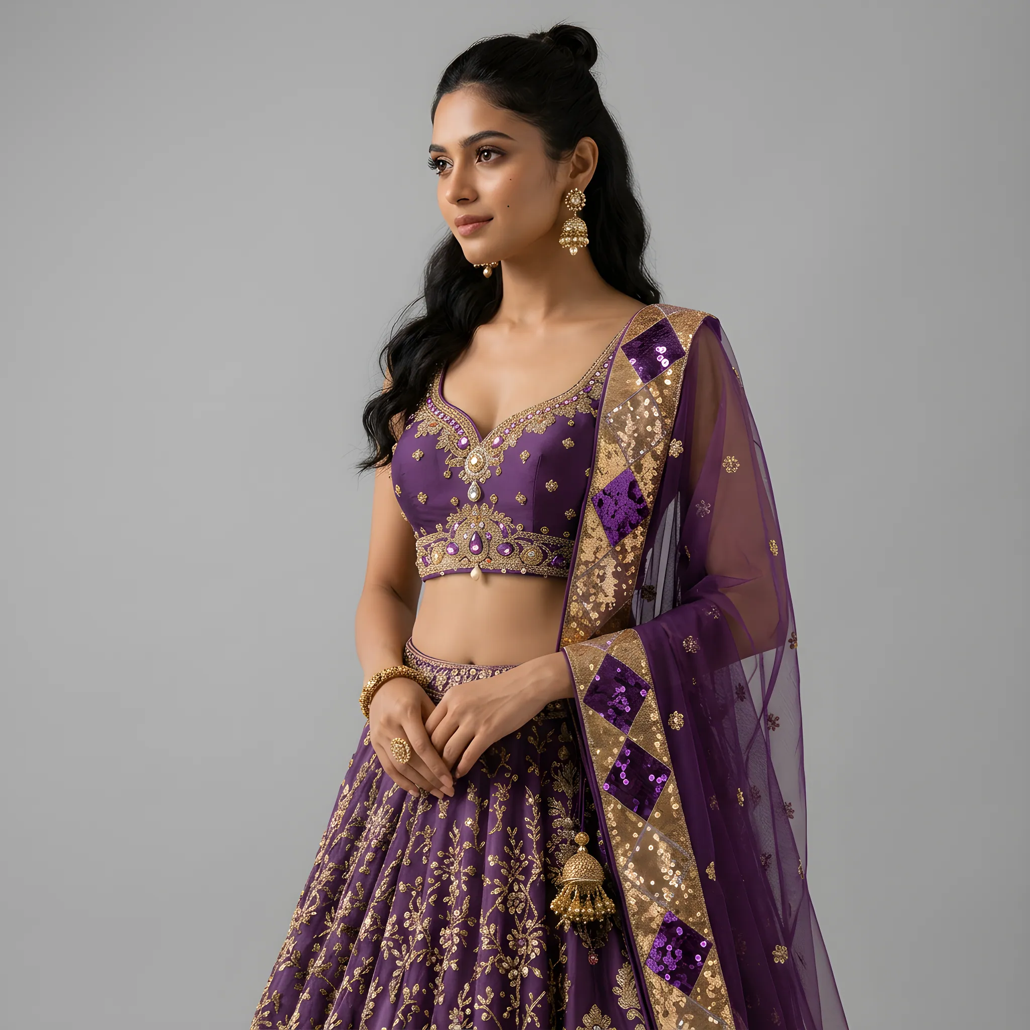 AI-generated on-model lehenga catalog photo
