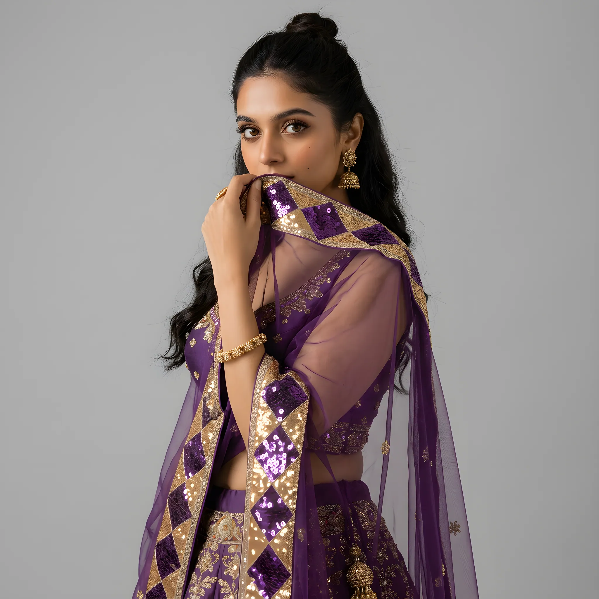 AI-generated on-model lehenga catalog photo
