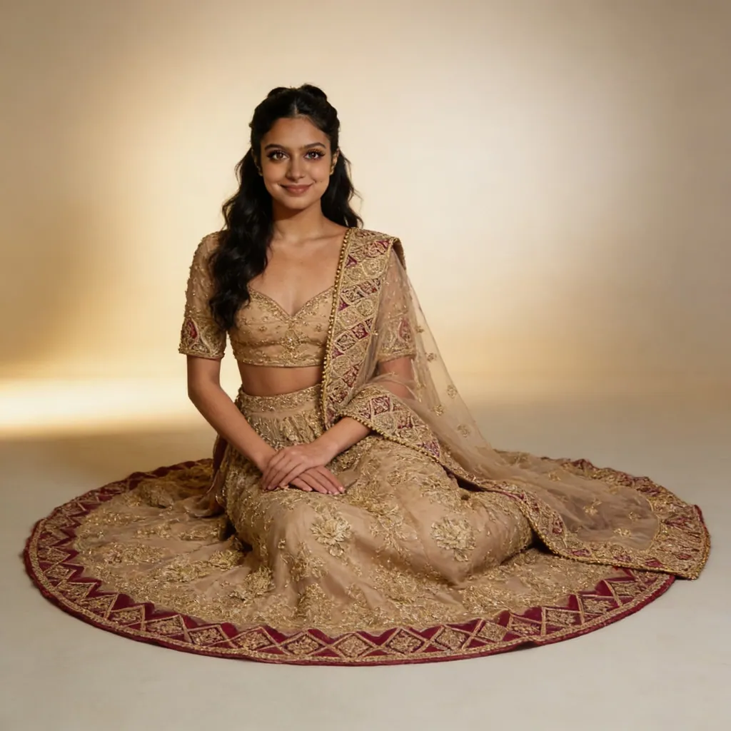 AI-generated on-model lehenga catalog photo