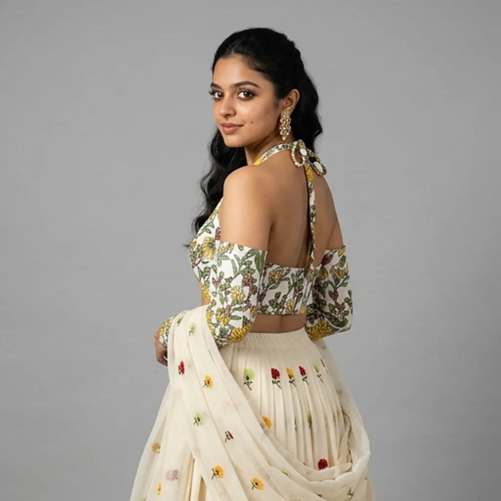 AI-generated on-model lehenga catalog photo