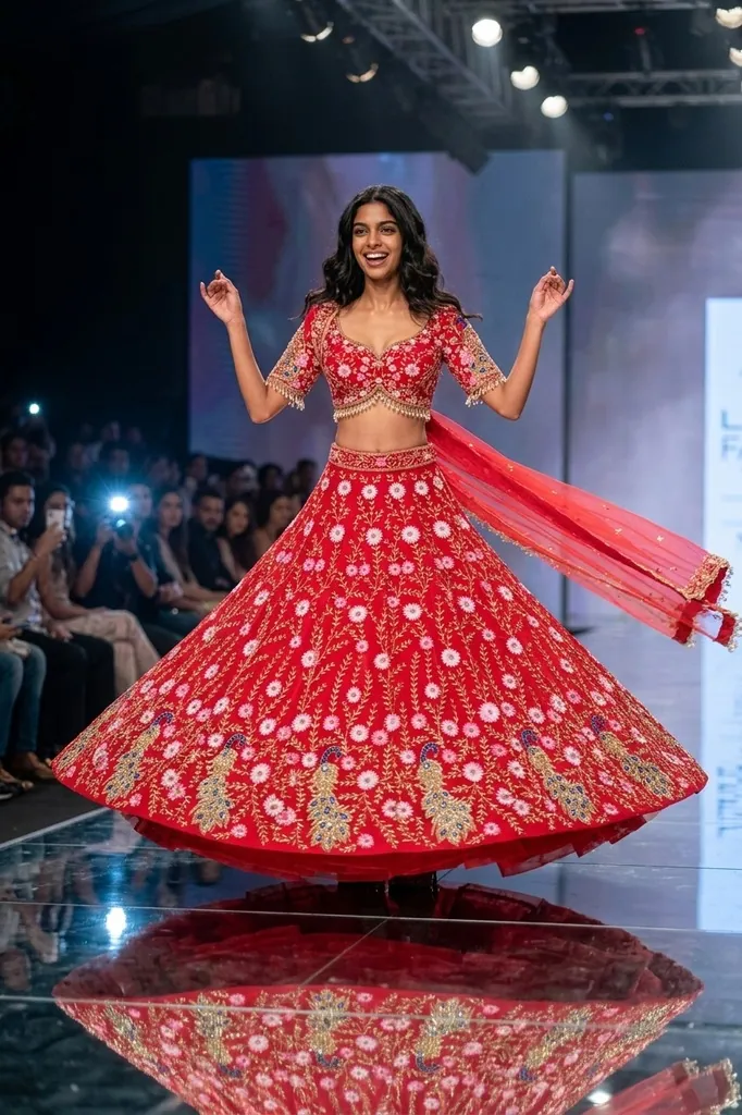 AI-generated on-model lehenga catalog photo