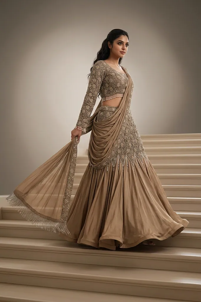 AI-generated on-model lehenga catalog photo