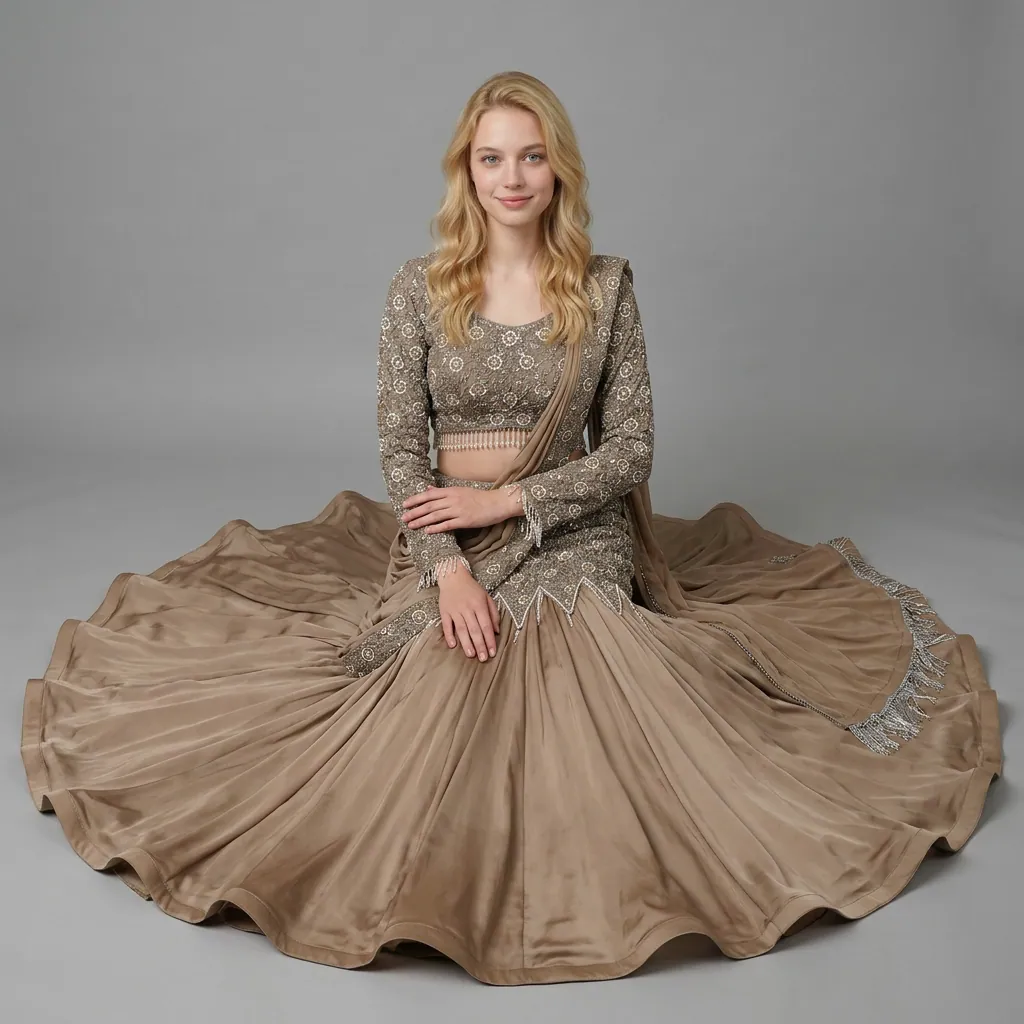 AI-generated on-model lehenga catalog photo