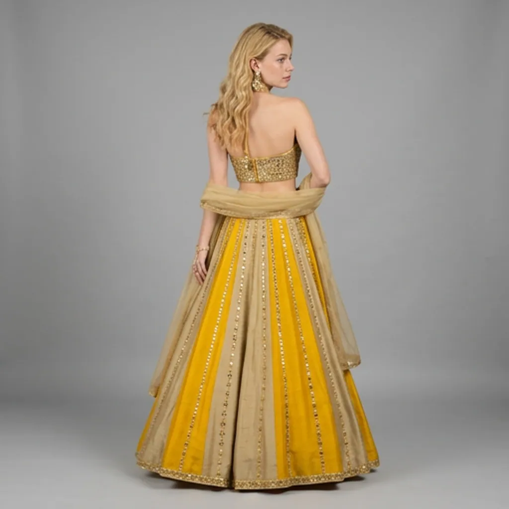AI-generated on-model lehenga catalog photo
