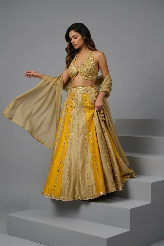 AI-generated on-model lehenga catalog photo
