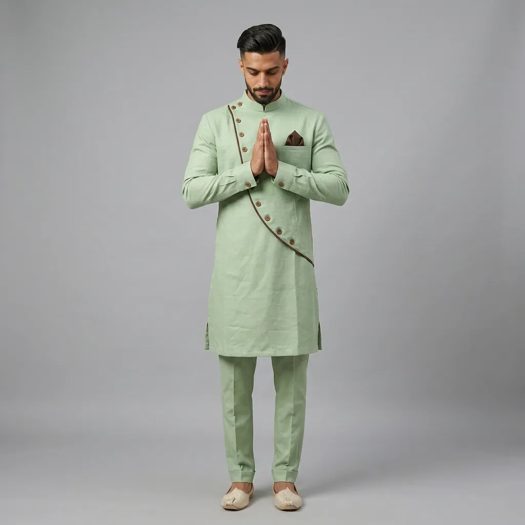 AI-generated on-model menswear catalog photo