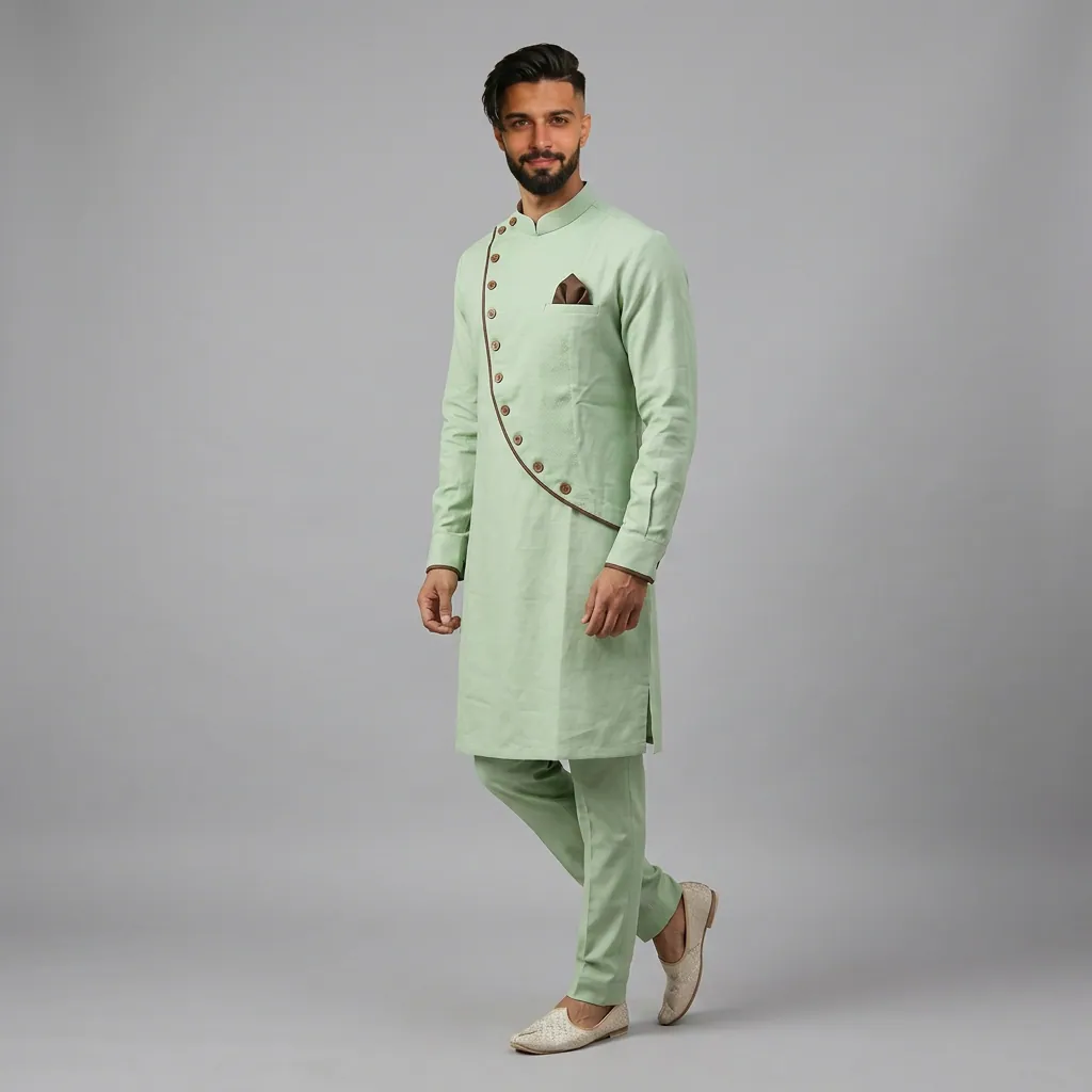 AI-generated on-model menswear catalog photo
