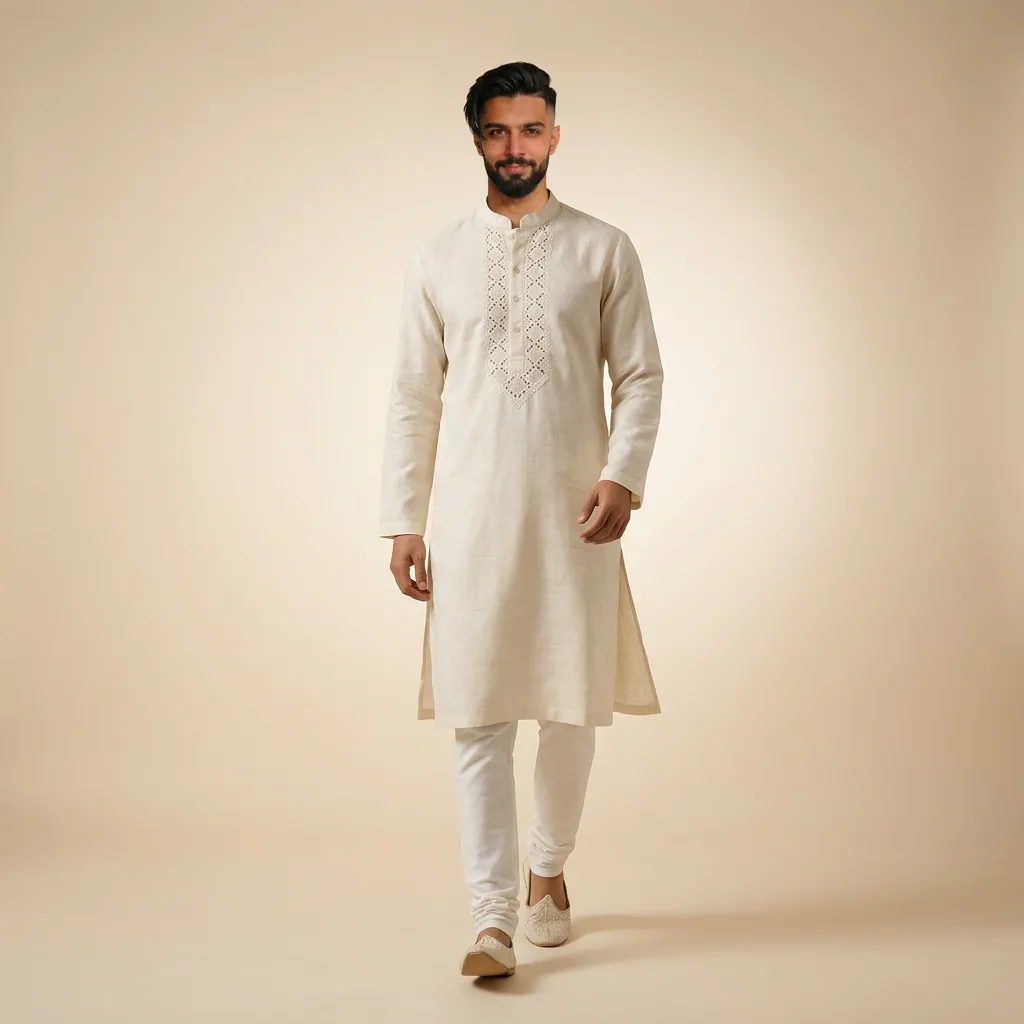 AI-generated on-model menswear catalog photo